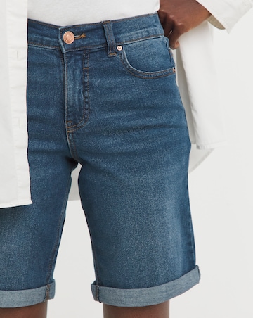 Mid Blue 24/7 Knee Denim Shorts