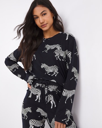 Chelsea Peers Jersey Zebra Print Crew Pyjama Set