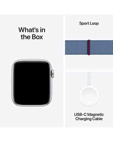 Apple Watch SE GPS 44mm Silver Aluminium Case, Winter Blue Sport Loop