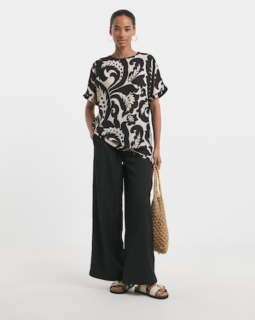 Boxy Short Sleeve Top - Mono Print