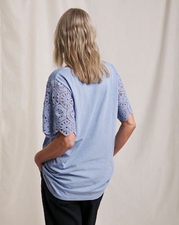 Julipa Pure Cotton Crochet Sleeve T-Shirt