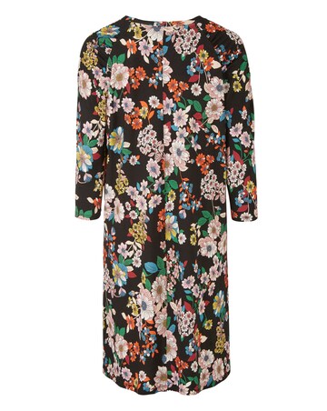 Pink Floral Ruched Shoulder Tunic