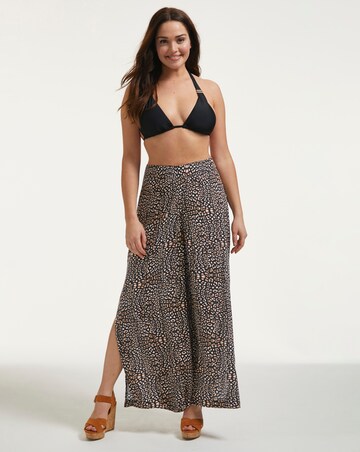 Figleaves Mala Leopard Print Wide Leg Beach Trousers