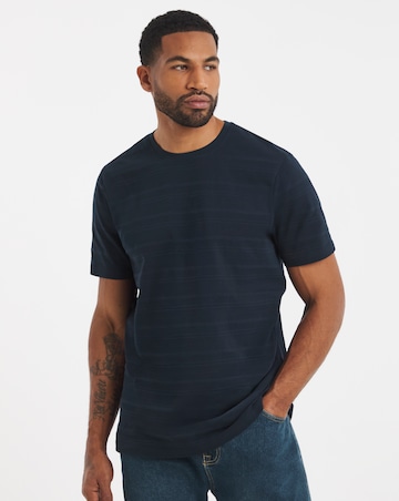 Textured Stripe Crew Neck T-Shirt Long