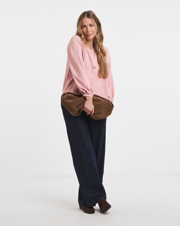 Button Detail Volume Sleeve Blouse