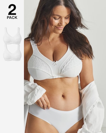 Pretty Secrets (2 Pack) Sally Minimiser Non Wired Bras (C-L) White/White