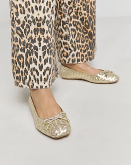 Monaco Woven Leather Ballerinas - Wide Fit (E)