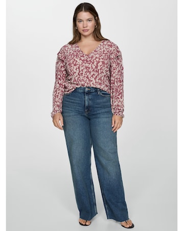 Mango Floral Shoulder Ruffle Top