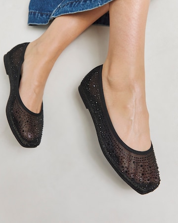 Luminous Embellished Mesh Ballet Flats - Wide Fit (E)