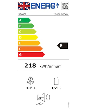 Hoover HOCT3L517EWK-1 H FRIDGE 300 Low Frost Fridge Freezer - White - E Rated
