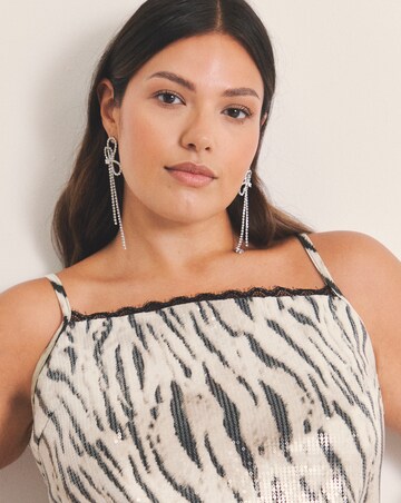 Simply Be Brown Zebra Print Clear Sequin Cami Top