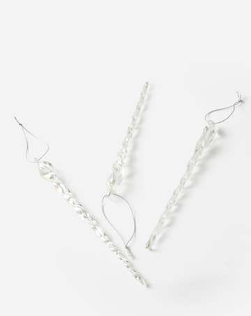 Set of 6 Clear Iridescent Glass Icicle Christmas Tree Decorations