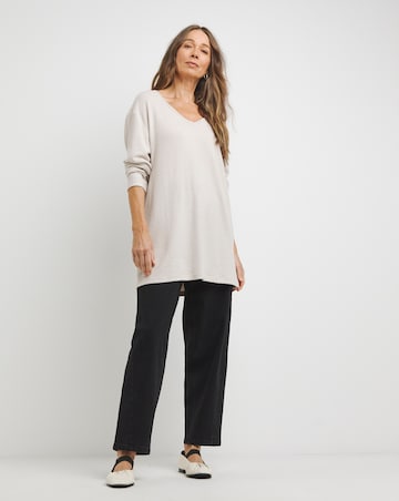 Oatmeal Soft Touch V-Neck Longline Top