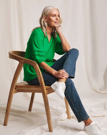 Julipa Linen Mix Jersey Lace Trim Top