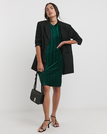 Short Sleeve Pleated Velvet T-Shirt Dress