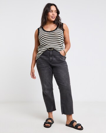 Simply Be Stripe Crochet Knitted Scoop Neck Vest