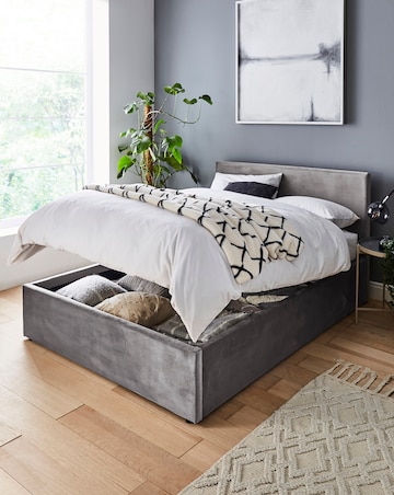 Hayden Velvet Ottoman Bed with 3 Layer Memory Foam Hybrid Mattress
