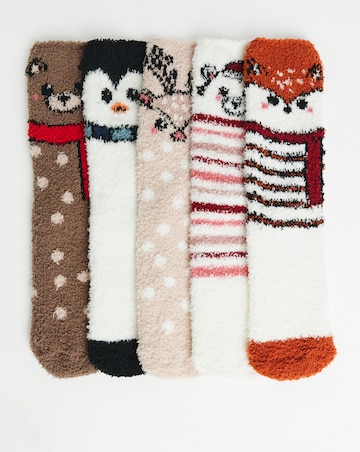 Pretty Secrets (5 Pair Pack) Fluffy Socks Animals