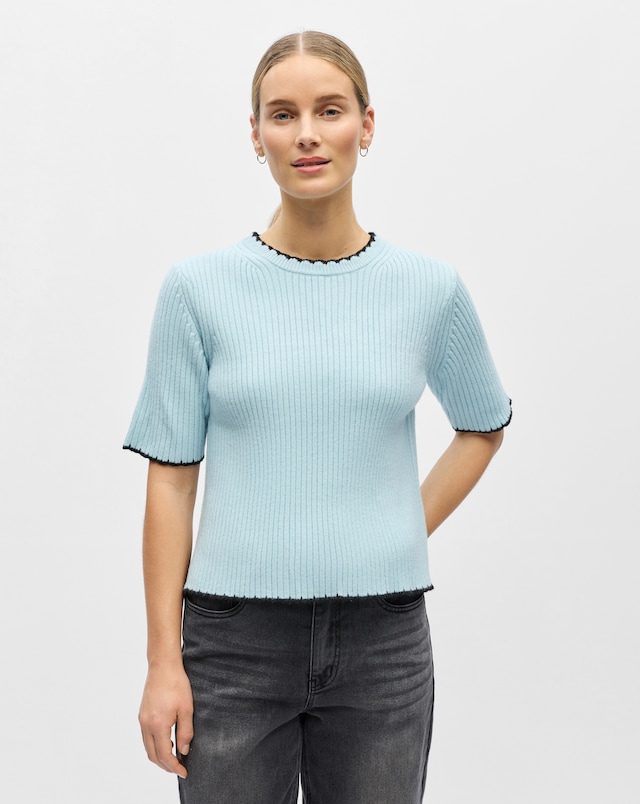 OBJECT Half Sleeve O-Neck Knit Top