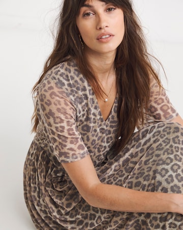 Pleated Short Sleeve Mesh Dress