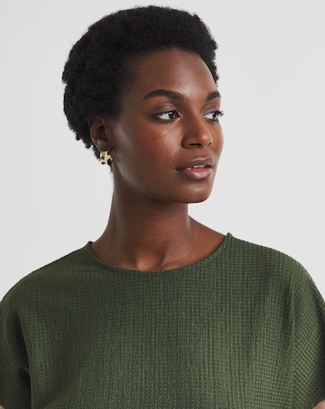 Olive Crew Neck Textured Top