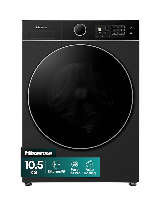 Hisense KitchenFit 5i Series WF5I1045BBQ 10.5kg Washing Machine - Black