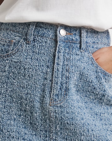 Light Mid Blue Distrssed Denim Mini Skirt