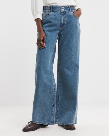 Authentic Blue Elasticated Wide Leg Jeans