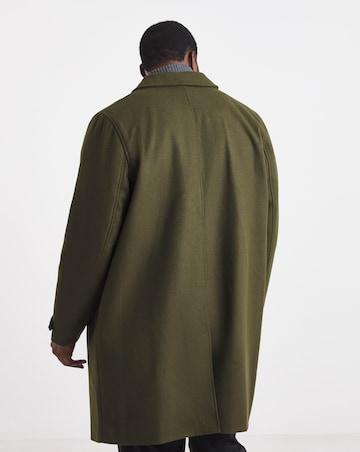 Khaki Wool Blend Mac with Cuff Tab Detail