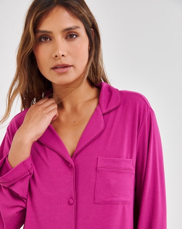 Pretty Secrets Supersoft Ribbed Button Through Pyjama Set