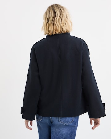 Navy Funnel Neck Short Jacket
