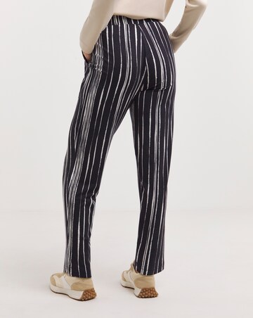 Navy Print Jersey Tapered Trousers