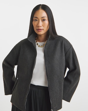 Charcoal Funnel Neck Jacket