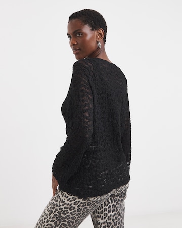 Bubble Lace Long Sleeve Slouch Top
