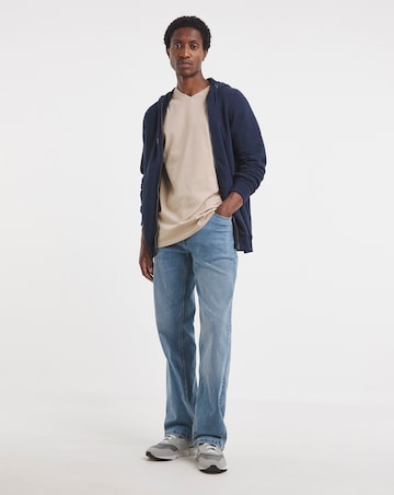 Pure Cotton V Neck T-Shirt Long Length-Stone