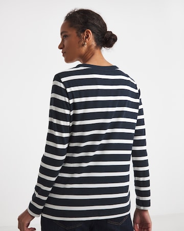 Stripe V-Neck Jersey Cardigan