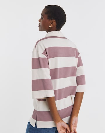 Lilac Stripe Rugby Polo Top