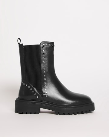 Leather Elasticated Boot With Stud Detail EEE Fit