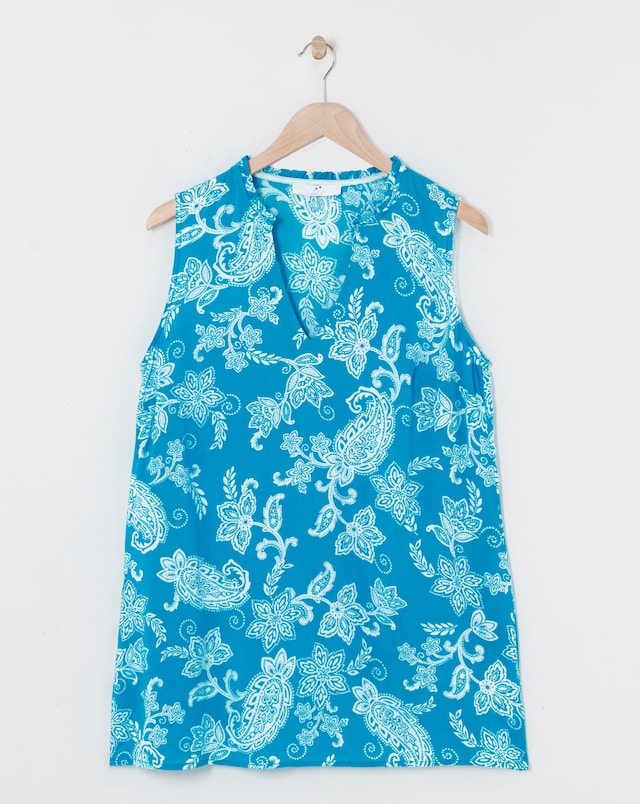 Julipa Sleeveless Ruffle Notch Neck Blouse