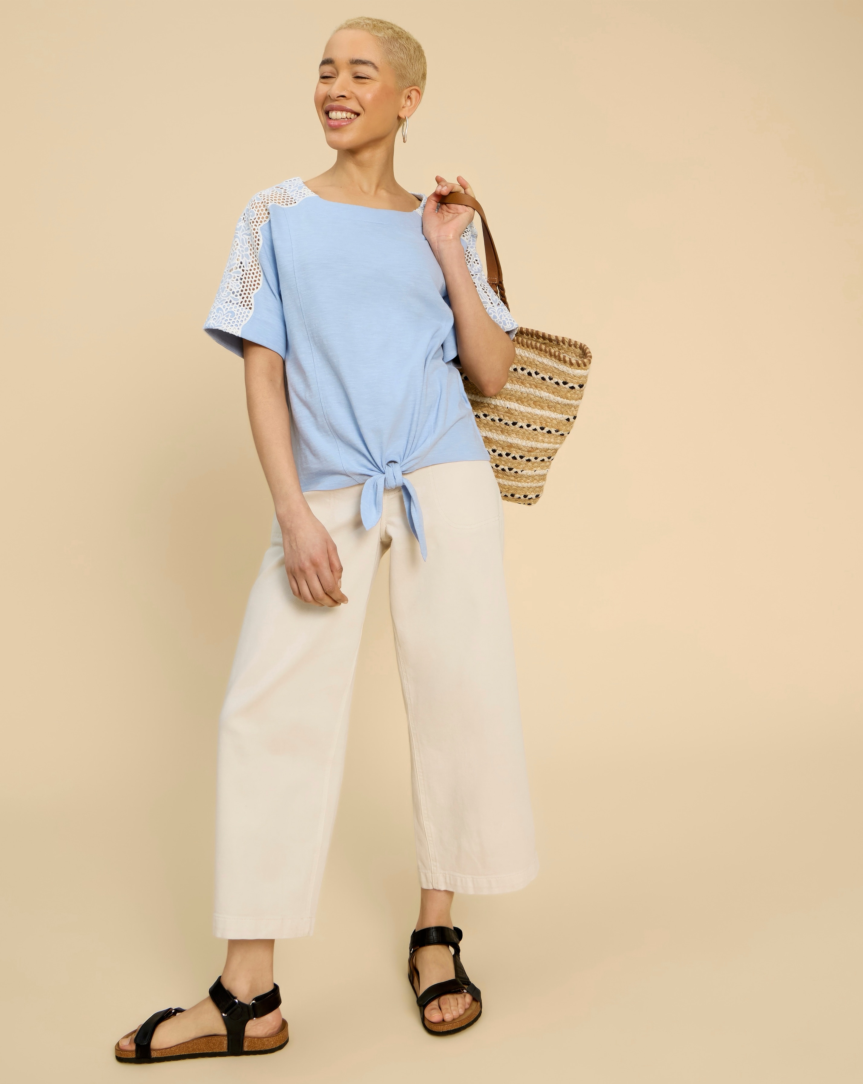 ★ALEXIA STAM★ Embroidered Tie Hem Shirt ALEXIA STAM（アリシアスタン） tシャツ Embroidery Logo Tee / ロゴ