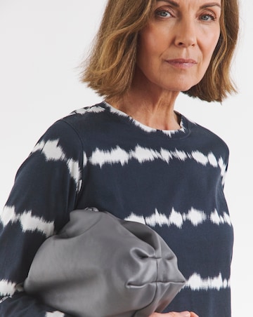 Pure Cotton Tie Dye Stripe Long Sleeve Longline Curved Hem Top