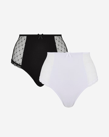 Pretty Secrets (2 Pack) Rachel Embroidery Deep Briefs Black/White