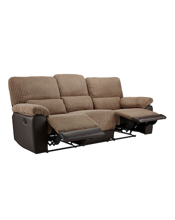 Harlow Fabric/Faux Leather Recliner 3 Seater Sofa