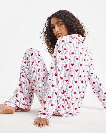 Chelsea Peers Jersey Heatwave Stripe Heart Print Pyjama Set
