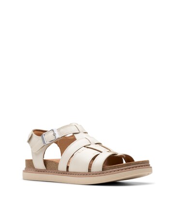 Clarks White Arwell Sun Strappy Sandal -Wide Fit (E)