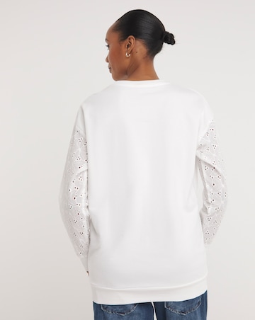 Broderie Long Sleeve Crew Neck Sweatshirt