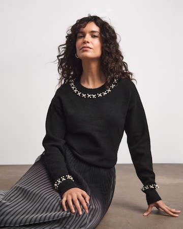 Joanna Hope Pearl Trim Knit Jumper