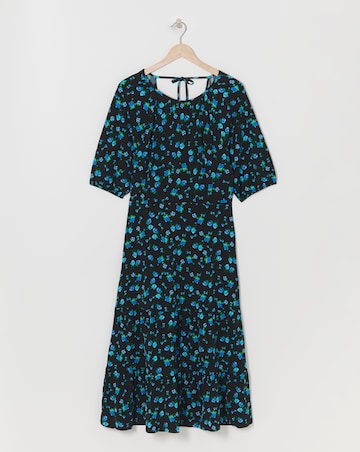 Open Tie Back Midi Jersey Smock Dress