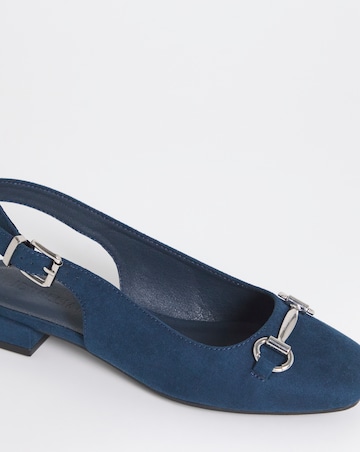 Presley Low Block Heel Slingback With Snaffle Trim - Extra Wide Fit (EEE)