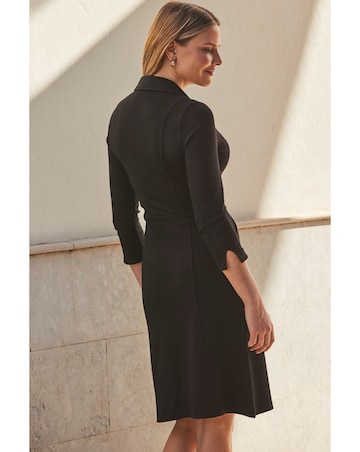 Sosandar Black Ponte Popper Front Jersey Dress